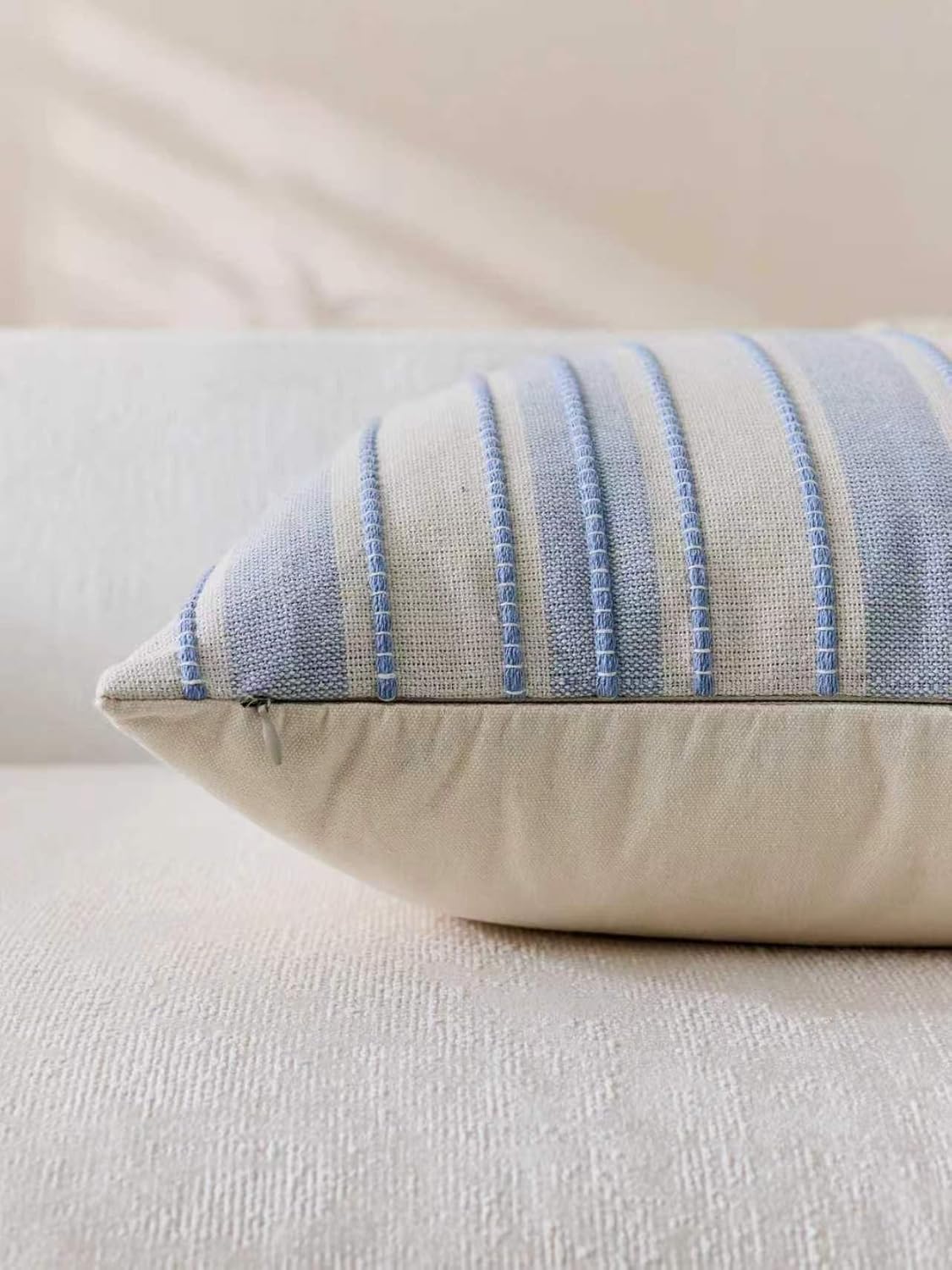 Heritage Linear Woven Cushion Covers - Twin-Pack - Sky, 45cm x 45cm