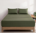 Vintage Washed Cotton Fitted Sheet Combo Set - Khaki Green