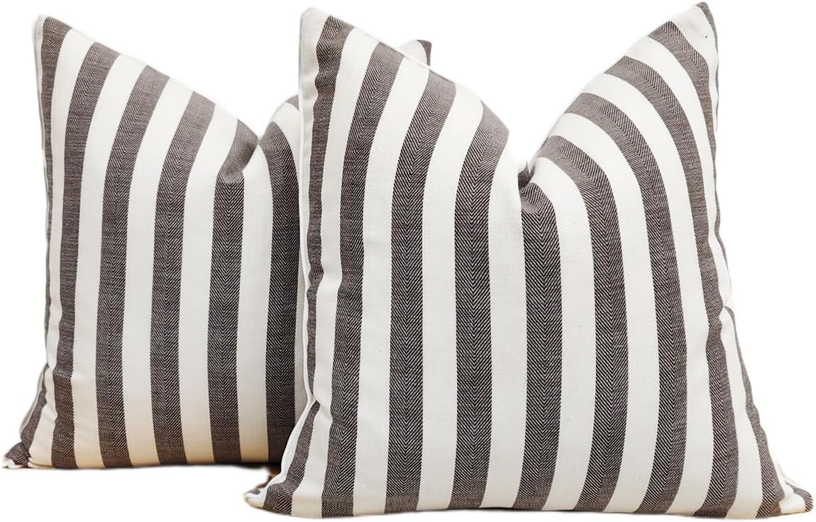 2-Pack Yarn-Dyed Linen-Cotton Cushion Covers - Cocoa - 45x45cm