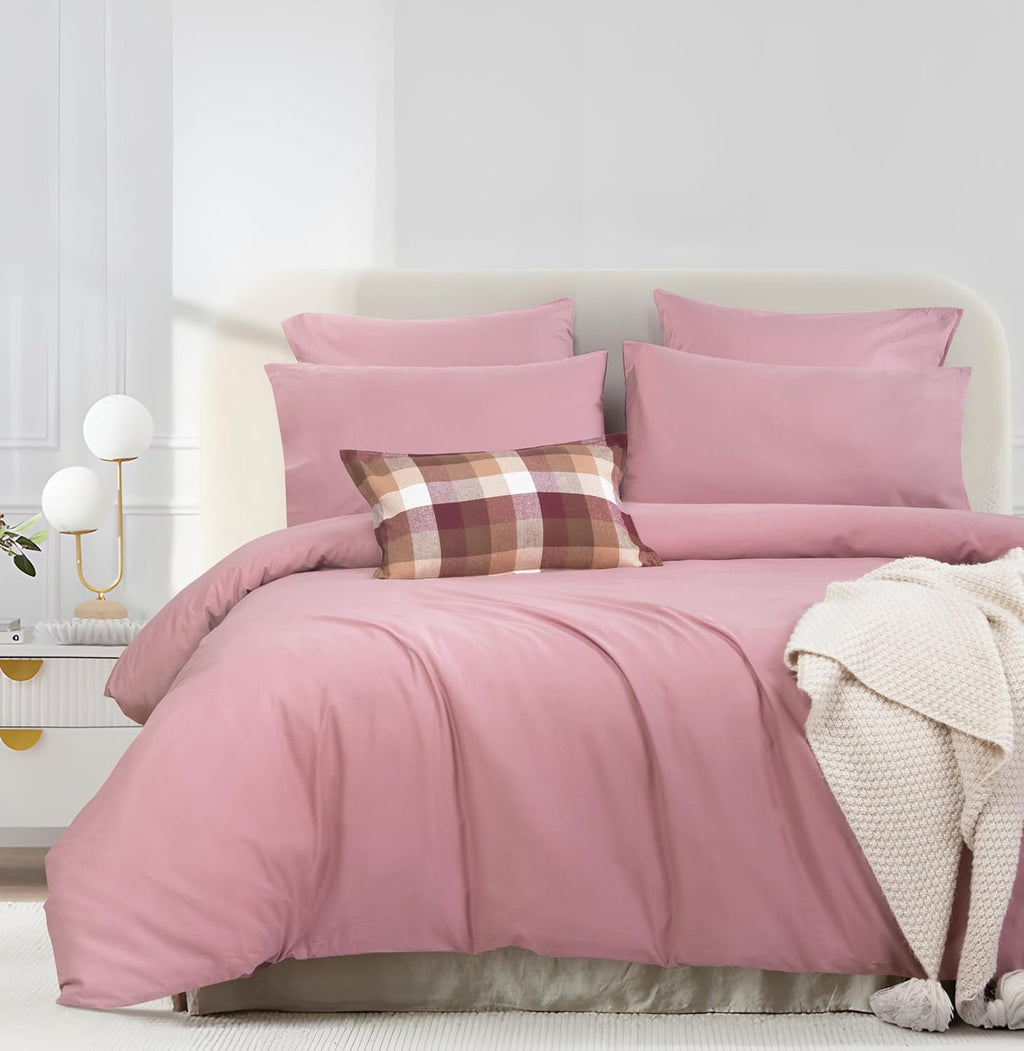 Vintage Washed Cotton Quilt Cover Set - Rose