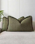 Linen-Look Cushion Covers - Twin-Pack - Olive Green, 30cm x 50cm