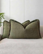 Linen-Look Cushion Covers - Twin-Pack - Olive Green, 30cm x 50cm