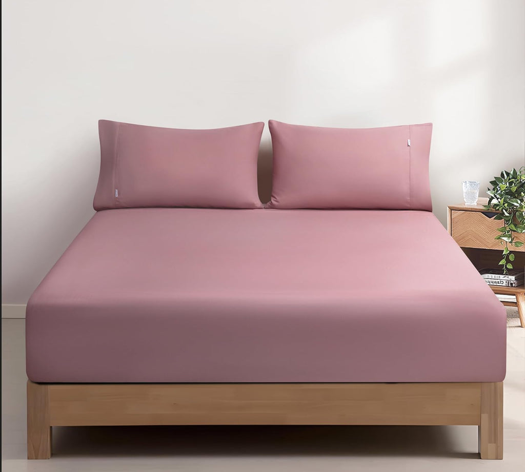 Vintage Washed Cotton Fitted Sheet Combo Set - Rose