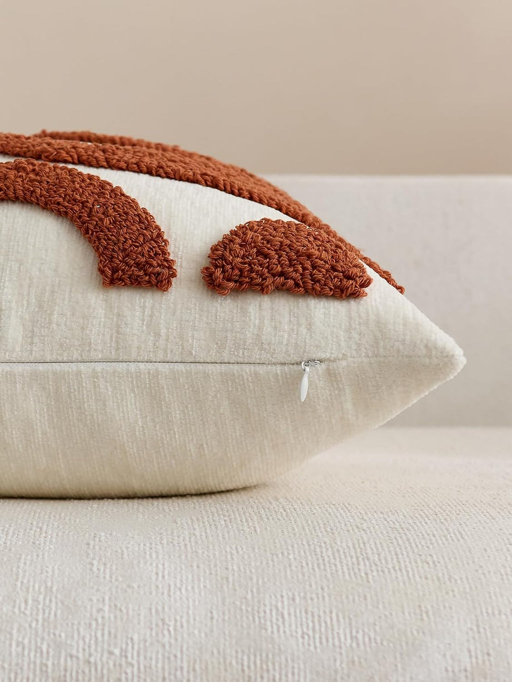 Tufted Wave Cushion Covers Set of 2, Rust, 45 x 45 cm