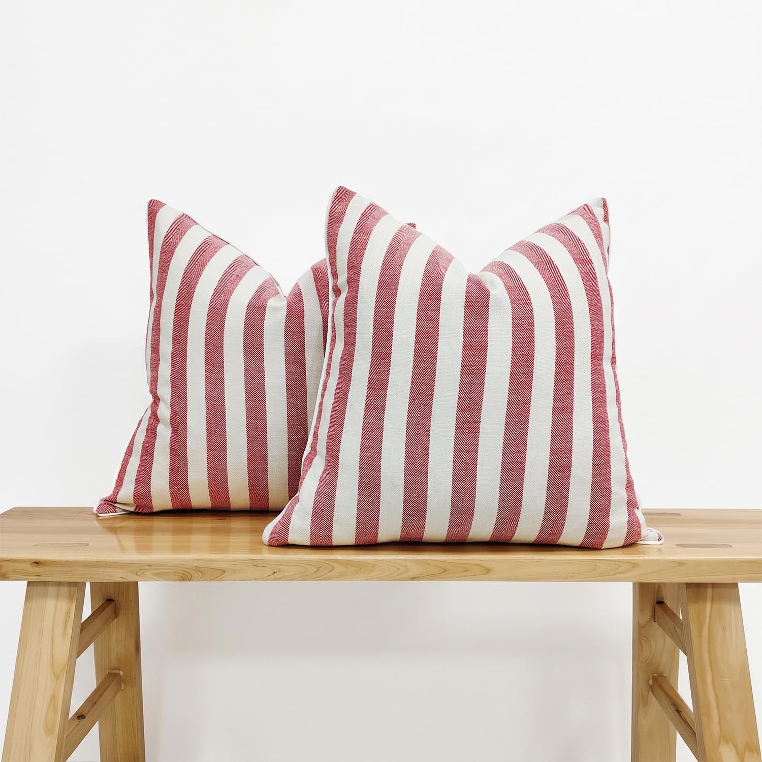 2-Pack Yarn-Dyed Linen-Cotton Cushion Covers - Red - 45x45cm
