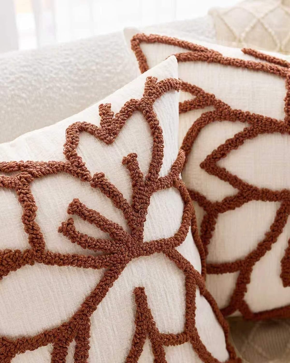 Tufted Rose Cushion Covers - Twin-Pack - Terracotta, 45cm x 45cm