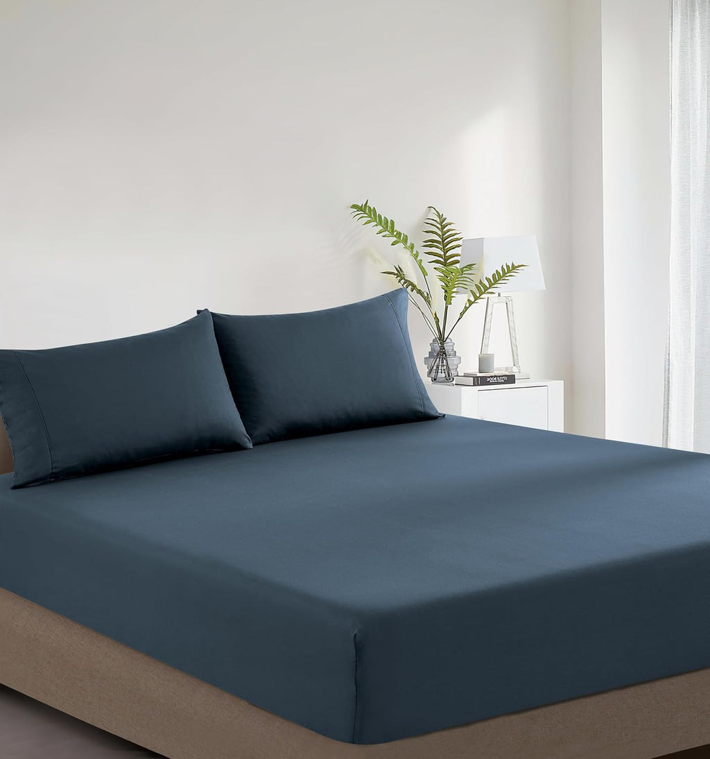 Vintage Washed Cotton Fitted Sheet Combo Set - Indigo