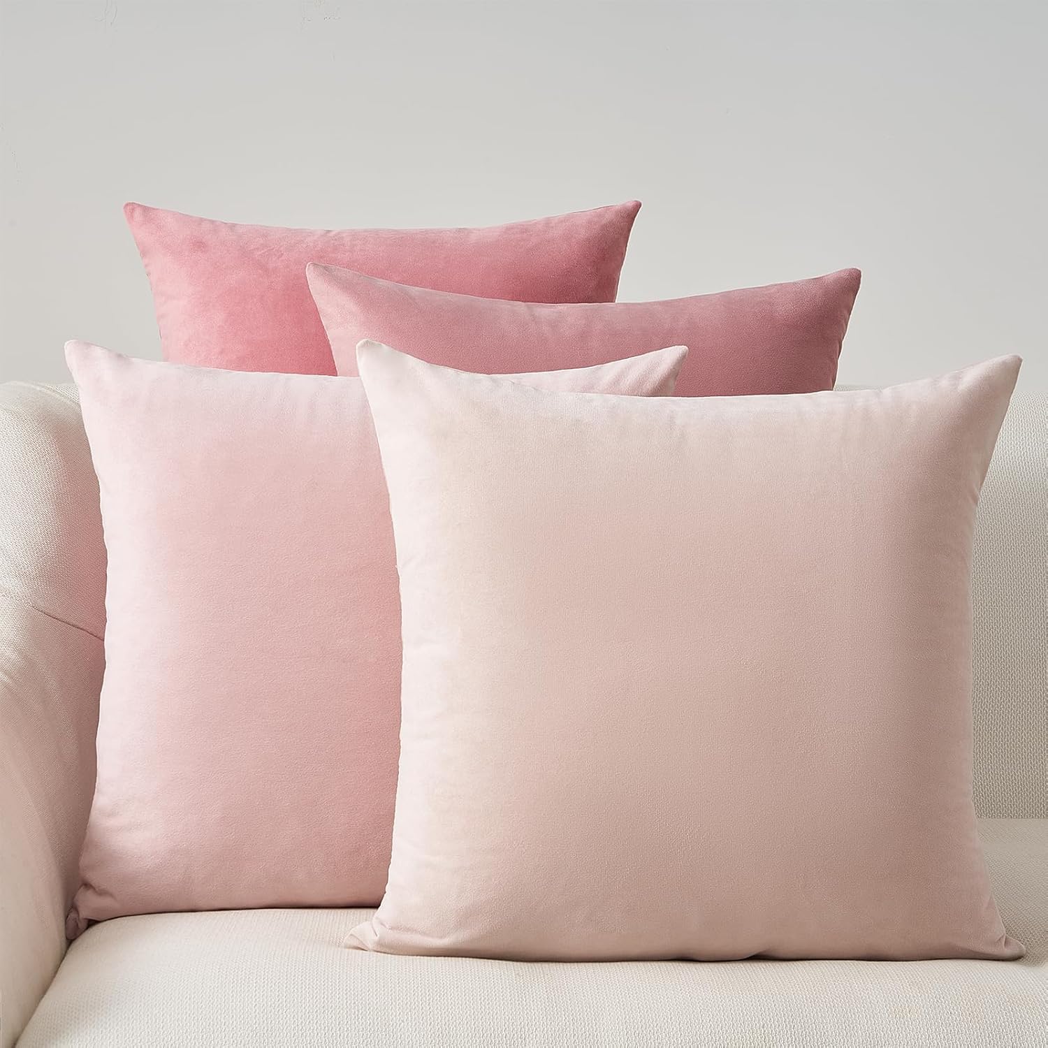 Velvet Cushion Covers - Pack of 4 - Gradient Pink - 45cm*45cm