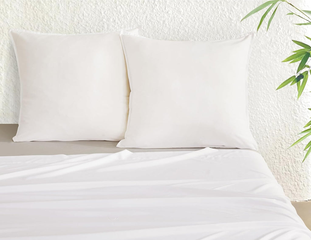 Bamboo Microfibre European Pillowcases - One Pair - White