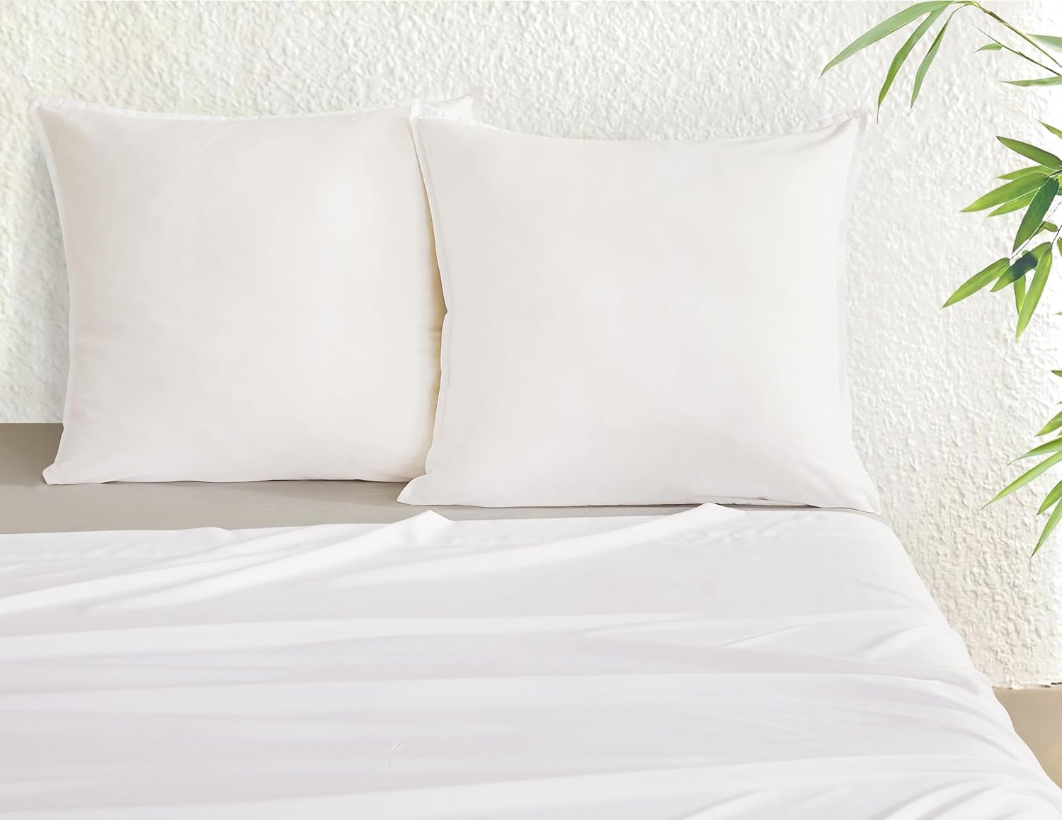 Bamboo Microfibre European Pillowcases - One Pair - White