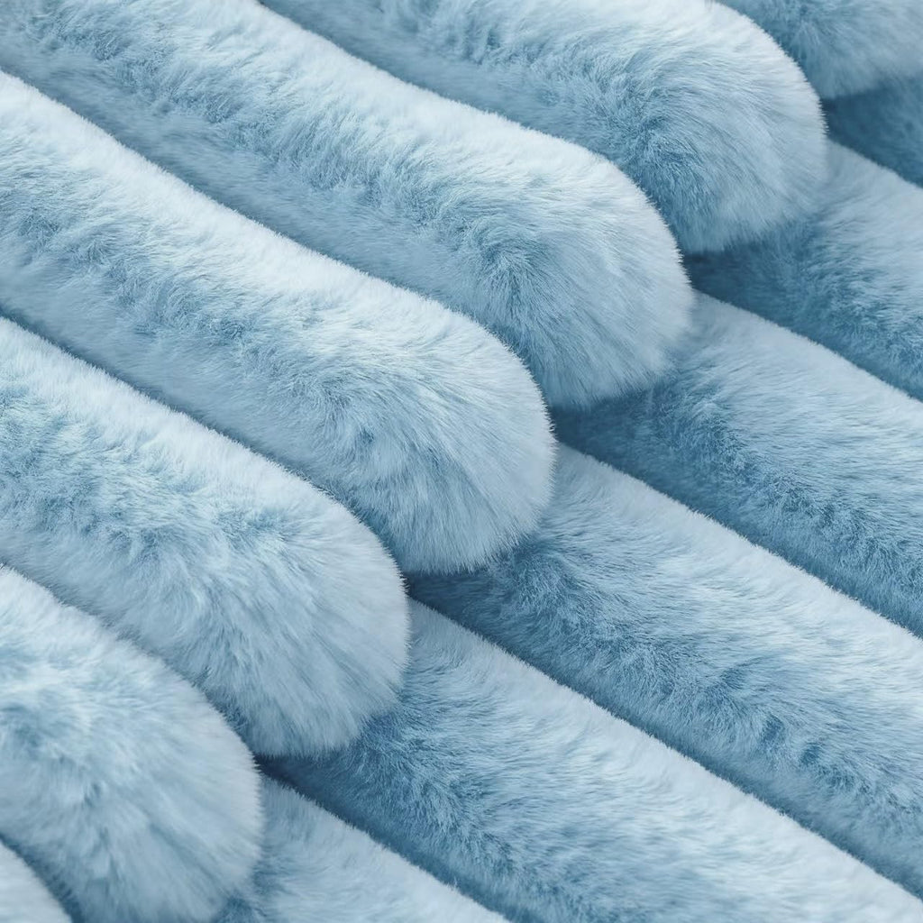 Faux Fur Cushion Covers - Twin-Pack - Sky - 30cm x 50cm
