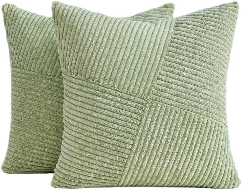 Corduroy Windmill-Inspired Cushion Covers - Twin-Pack - Sage - 45cm x 45cm