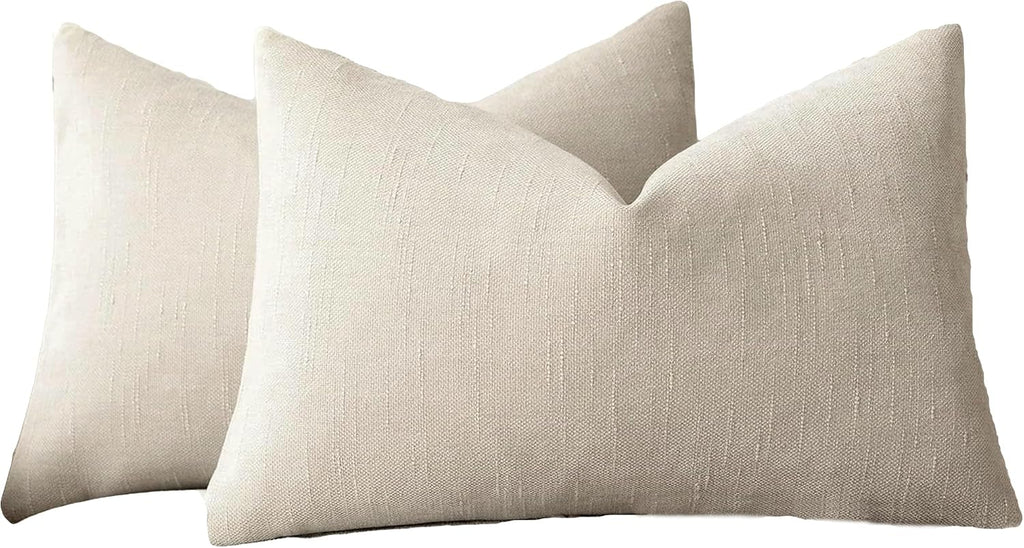 Chenille Haze-Textured Cushion Covers - Pack of 2 - Oatmeal, 30cm x 50cm