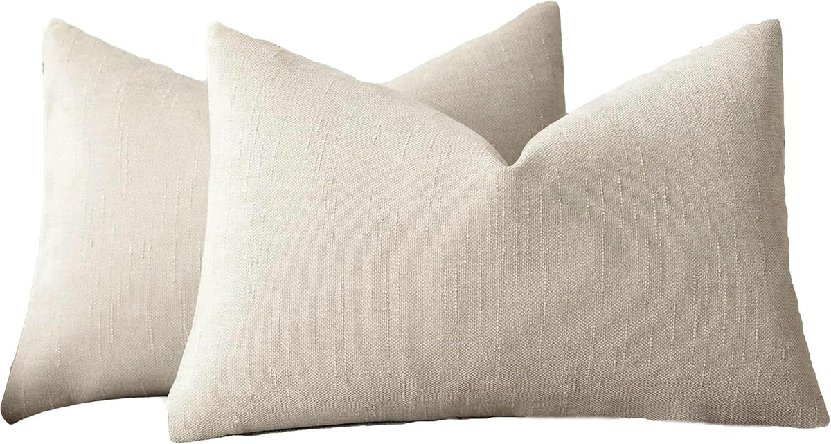 Chenille Haze-Textured Cushion Covers - Pack of 2 - Oatmeal, 30cm x 50cm
