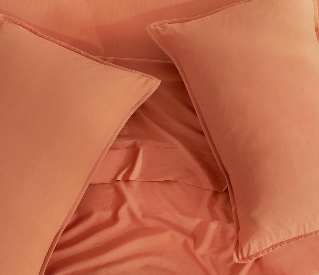 Vintage Washed Microfibre Sheet Set with Pillowcases - Terracotta