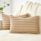 Faux Fur European Pillowcases - Natural - Twin Pack