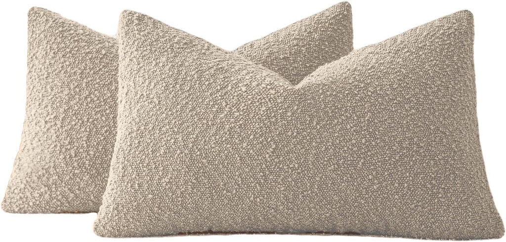 Bouclé Cushion Covers - Twin-Pack - Oatmeal - 30cm x 50cm