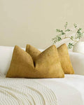 Chenille Grid Cushion Covers - Pack of 2 - Mustard, 30cm x 50cm