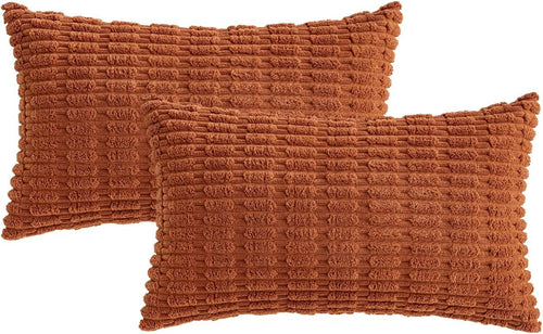 Boho Corduroy Cushion Covers - Twin-Pack - Rust - 30cm x 50cm