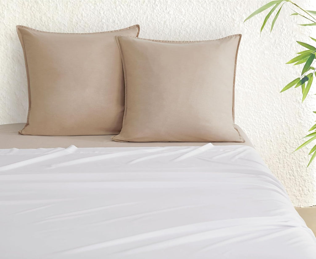 Bamboo Microfibre European Pillowcases - One Pair - Linen