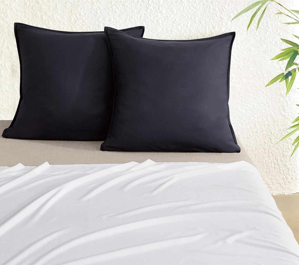 Bamboo Microfibre European Pillowcases - One Pair - Charcoal