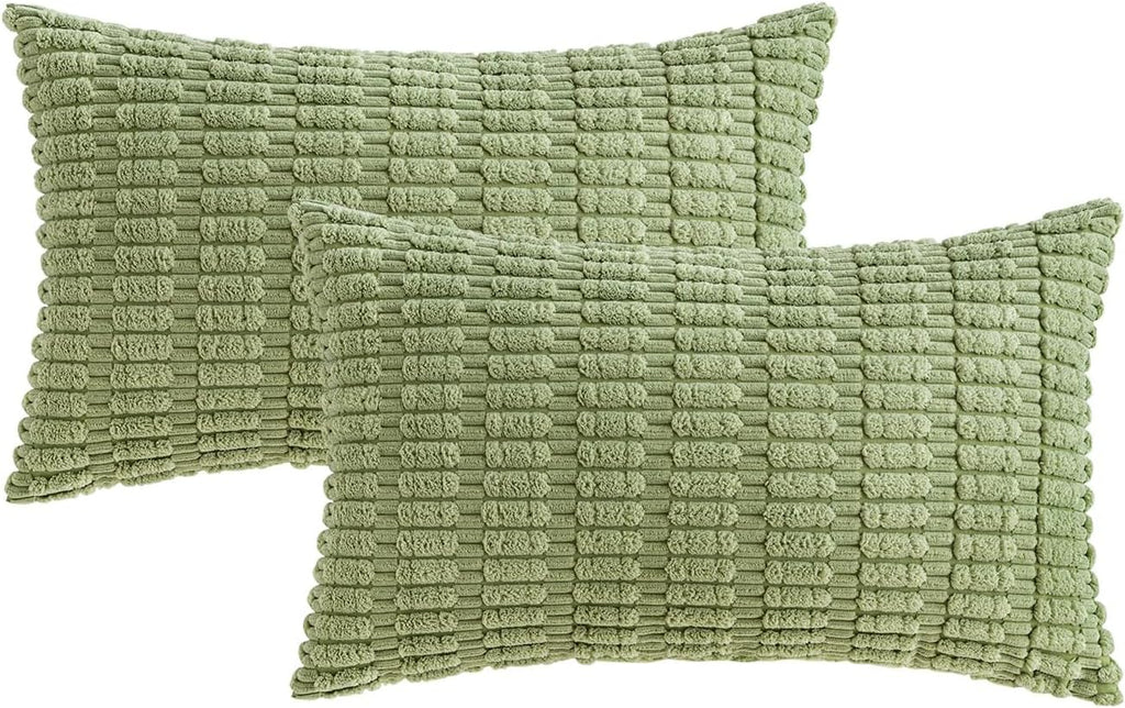 Boho Corduroy Cushion Covers - Twin-Pack - Sage Green - 30cm x 50cm