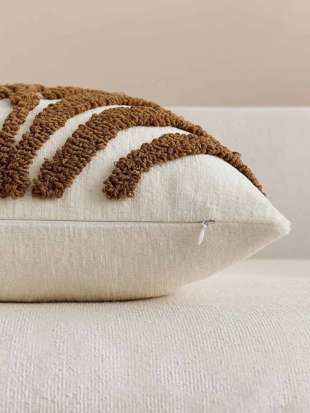 Tufted Leaf Cushion Covers - Twin-Pack - Brown, 45cm x 45cm