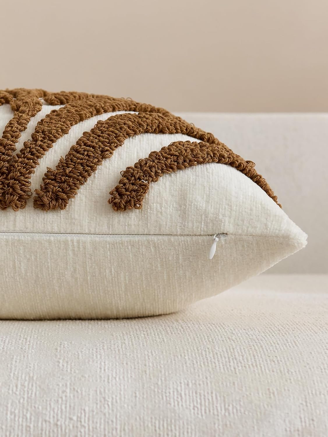 Tufted Leaf Cushion Covers - Twin-Pack - Brown, 45cm x 45cm
