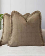 Linen-Look Cushion Covers - Twin-Pack - Camel, 45cm x 45cm