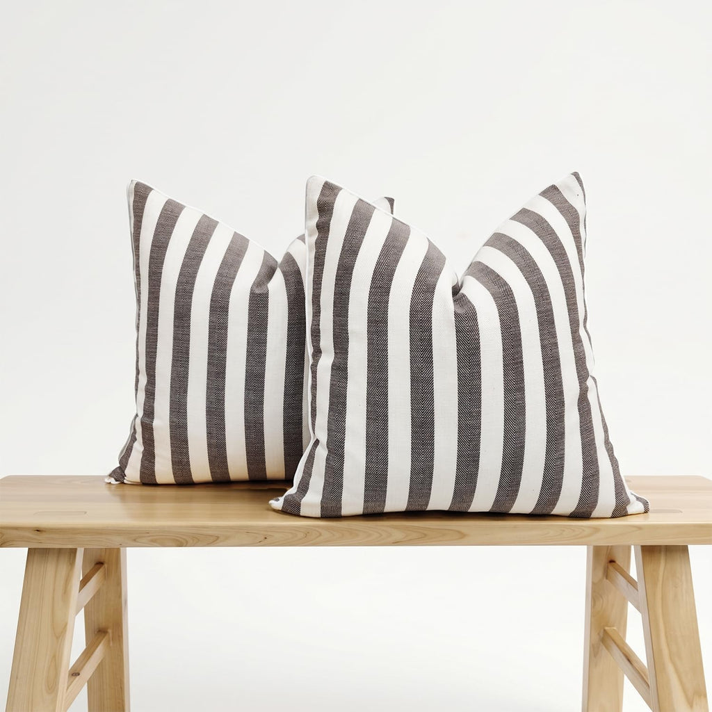 2-Pack Yarn-Dyed Linen-Cotton Cushion Covers - Cocoa - 45x45cm