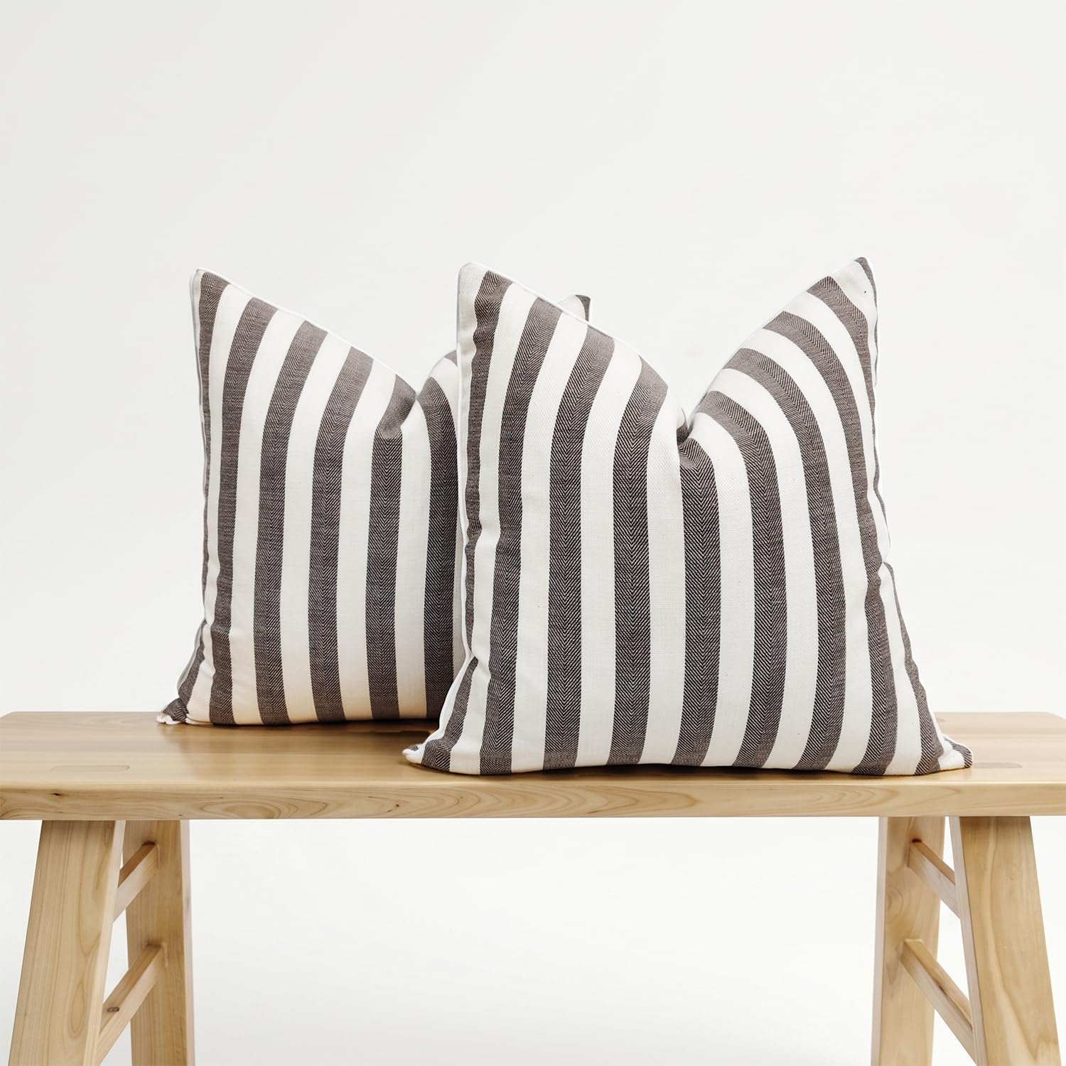 2-Pack Yarn-Dyed Linen-Cotton Cushion Covers - Cocoa - 45x45cm