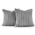 Faux Fur Cushion Covers - Twin-Pack - Grey - 45cm x 45cm