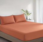 Vintage Washed Cotton Fitted Sheet Combo Set - Brick