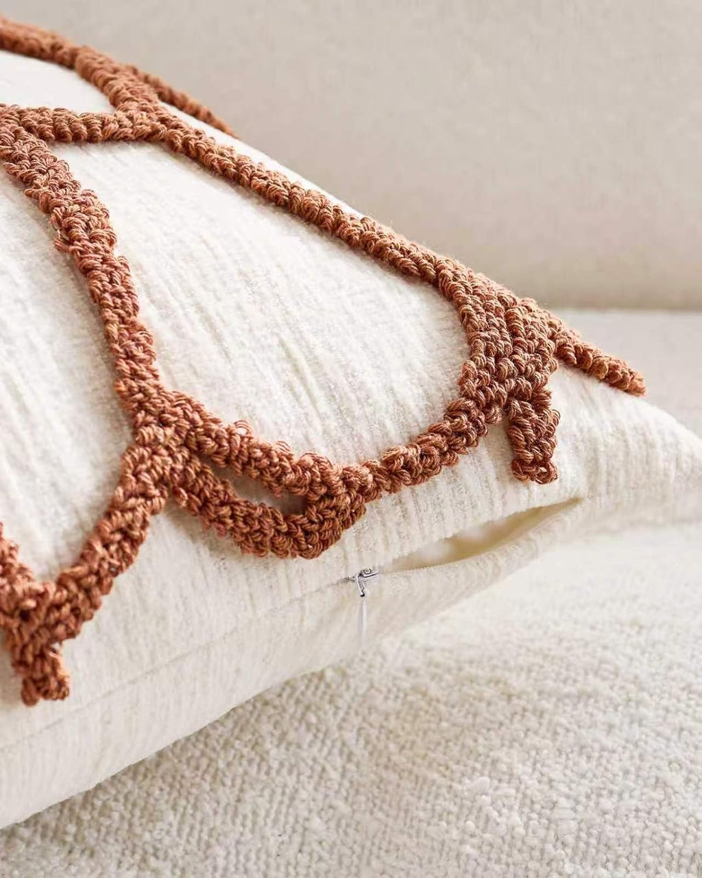 Tufted Rose Cushion Covers - Twin-Pack - Terracotta, 45cm x 45cm