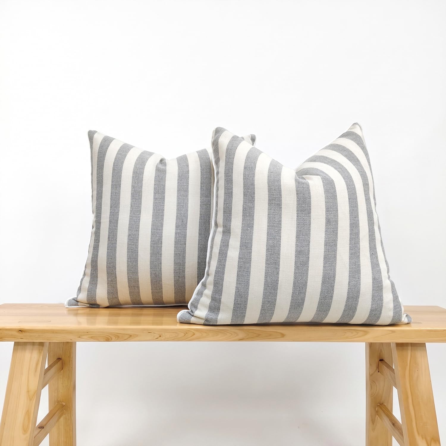 2-Pack Yarn-Dyed Linen-Cotton Cushion Covers - Grey - 45x45cm