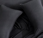 Vintage Washed Microfibre Quilt Cover Set - Black