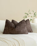 Chenille Grid Cushion Covers - Pack of 2 - Brown, 30cm x 50cm