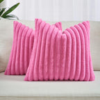 Faux Fur Cushion Covers - Twin-Pack - Snow - 45cm x 45cm