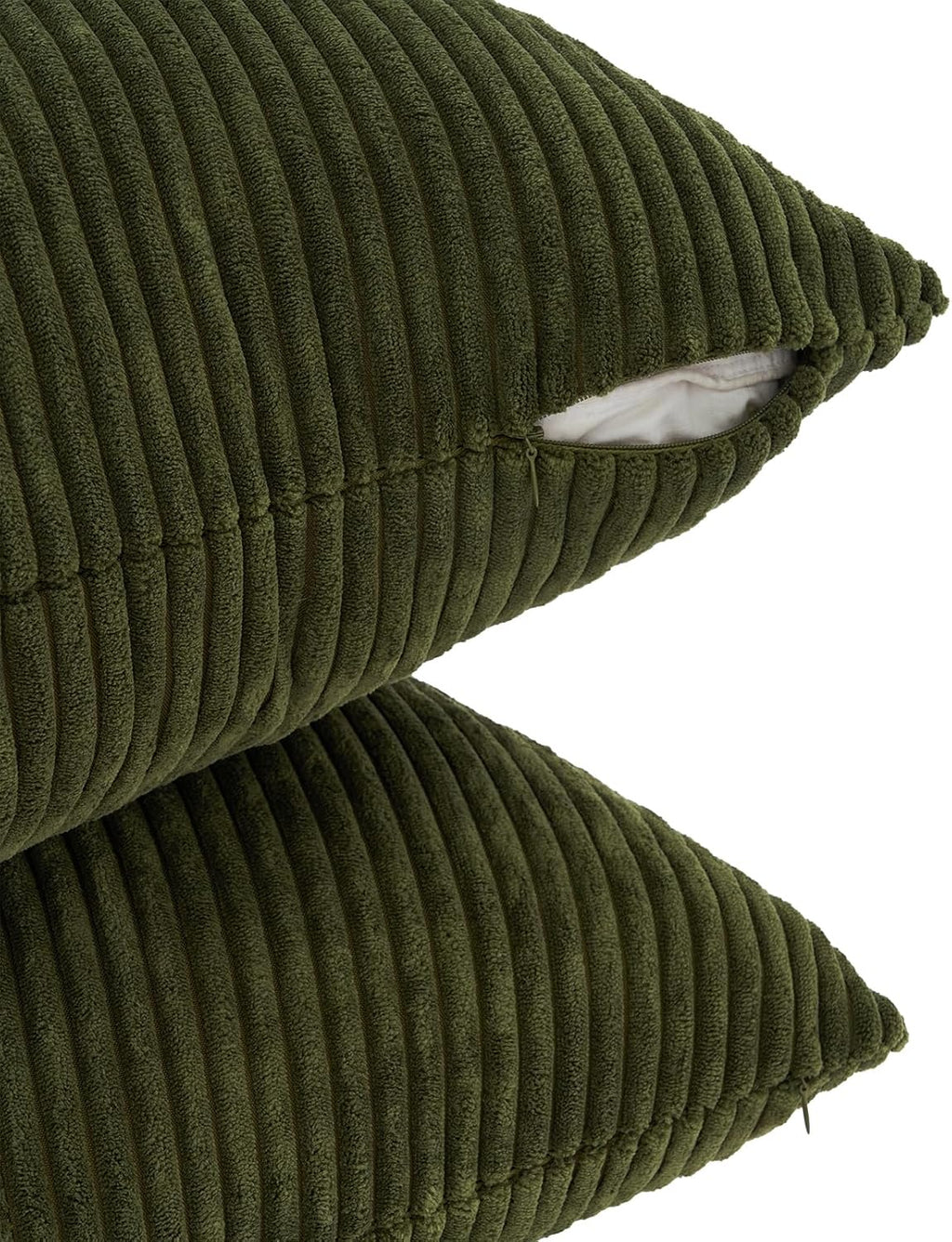 Corduroy Windmill-Inspired Cushion Covers - Twin-Pack - Olive Green - 30cm x 50cm