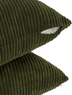 Corduroy Windmill-Inspired Cushion Covers - Twin-Pack - Olive Green - 30cm x 50cm
