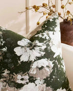 Vintage Floral Chenille Cushion Covers - Twin-Pack - Moss Green, 45cm x 45cm