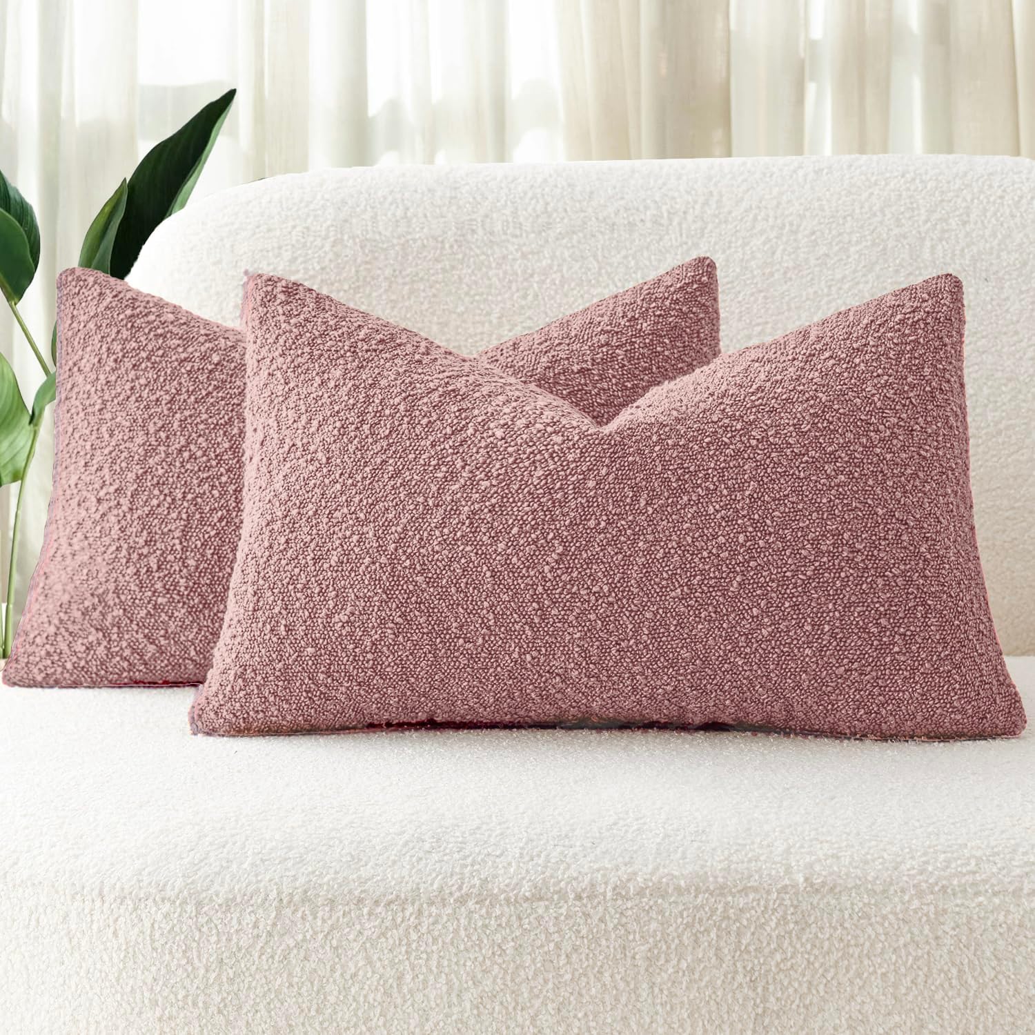 Boucle Cushion Covers - Twin-Pack - Pink - 30cm x 50cm
