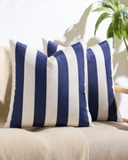 Striped Outdoor Waterproof Cushion Covers Navy Blue 45x45cm