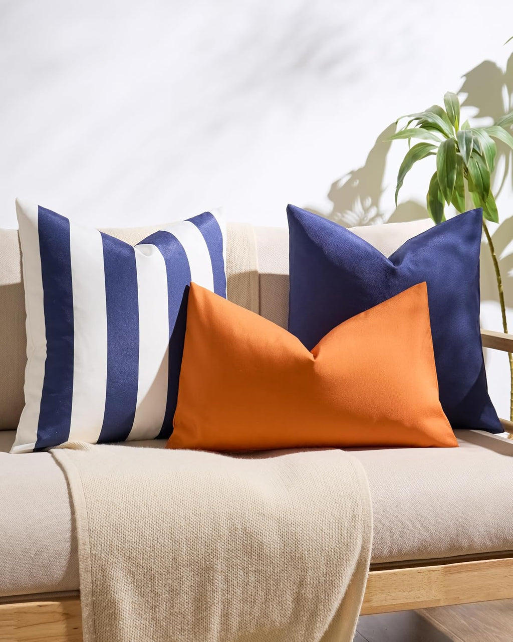 Outdoor Waterproof Cushion Covers - Navy Blue, 45x45cm
