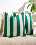 Striped Outdoor Waterproof Cushion Covers Emerald Green 45x45cm