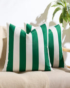Striped Outdoor Waterproof Cushion Covers Emerald Green 45x45cm