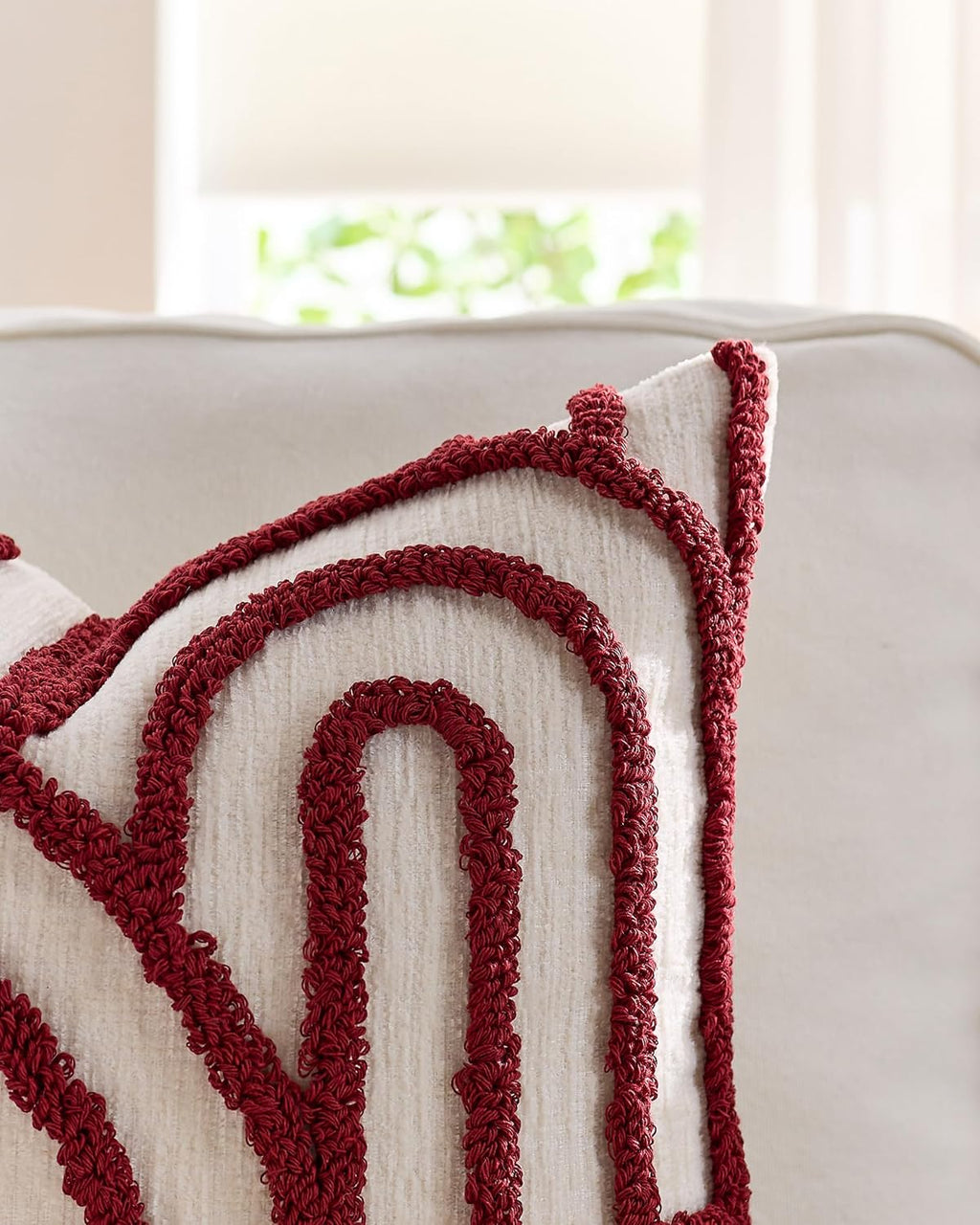 Tufted Arch Cushion Covers - Twin-Pack - Burgundy, 45cm x 45cm