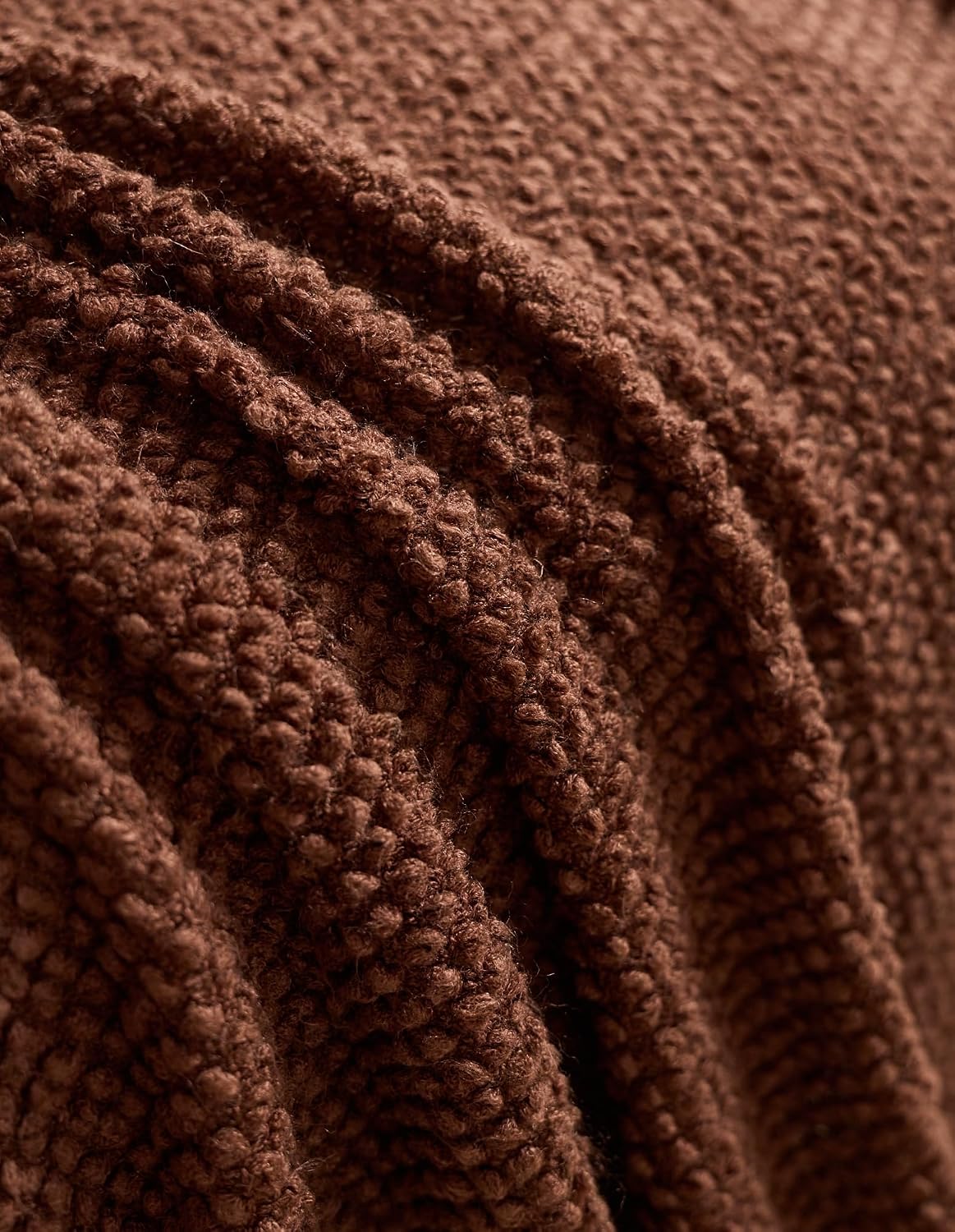 Micro Plush Knitted Woven Throw Blanket - Brown