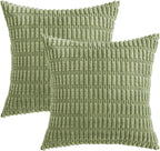 Boho Corduroy Cushion Covers - Twin-Pack - Sage - 45cm x 45cm