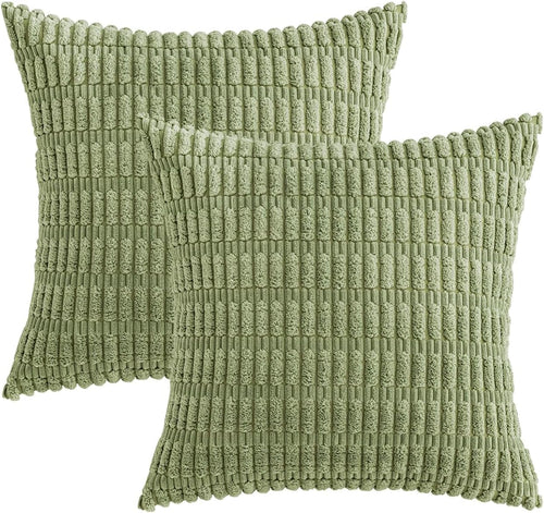Boho Corduroy Cushion Covers - Twin-Pack - Sage - 45cm x 45cm